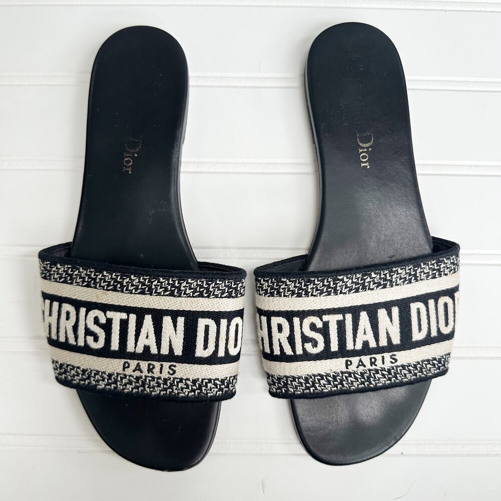 Dior Black & White Paris Slide Sandals